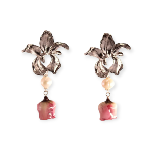 Moonlit Bloom — Iris & Rose Earrings