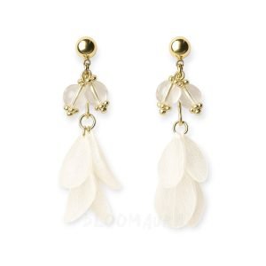 Snowlight Veil – White Hydrangea & Clear Quartz Earrings