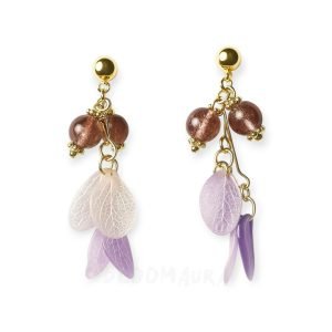 Lavender Mist – Gradient Purple Hydrangea & Sunstone Earrings