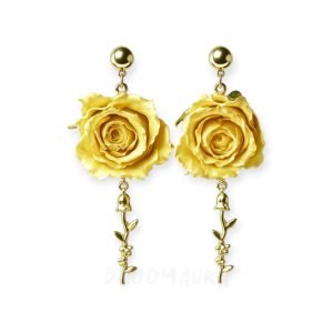 Cream Sonata – Real Rose & Droplet Vine Earrings