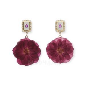 Twilight Rose – Pressed Rose & Amethyst Earrings