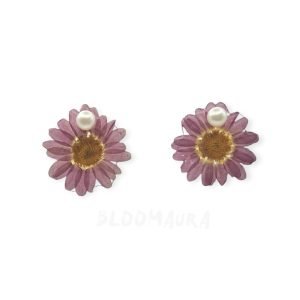 Meadow Light – Pressed Daisy & Detachable Pearl Earrings