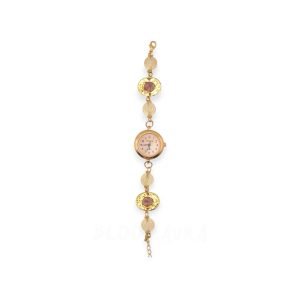 Violet Dusk – Forget-Me-Not & Clear Quartz Timepiece Bracelet