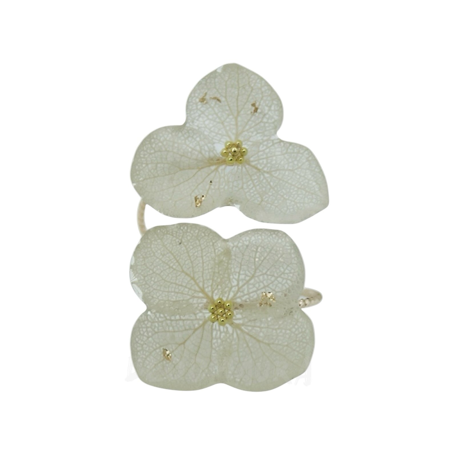 Champagne Glow – Real Hydrangea Double Bloom Ring