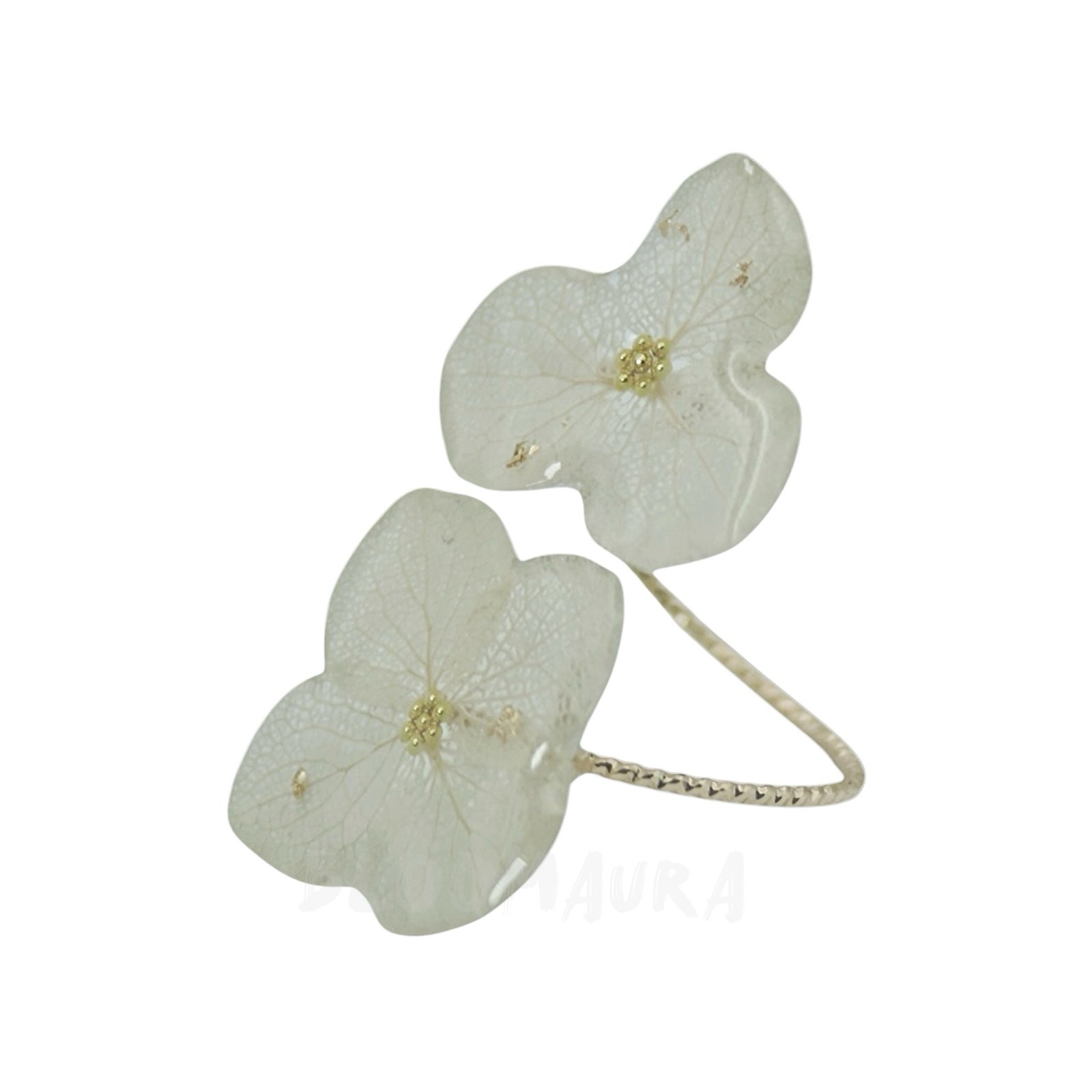 Champagne Glow – Real Hydrangea Double Bloom Ring - Image 2