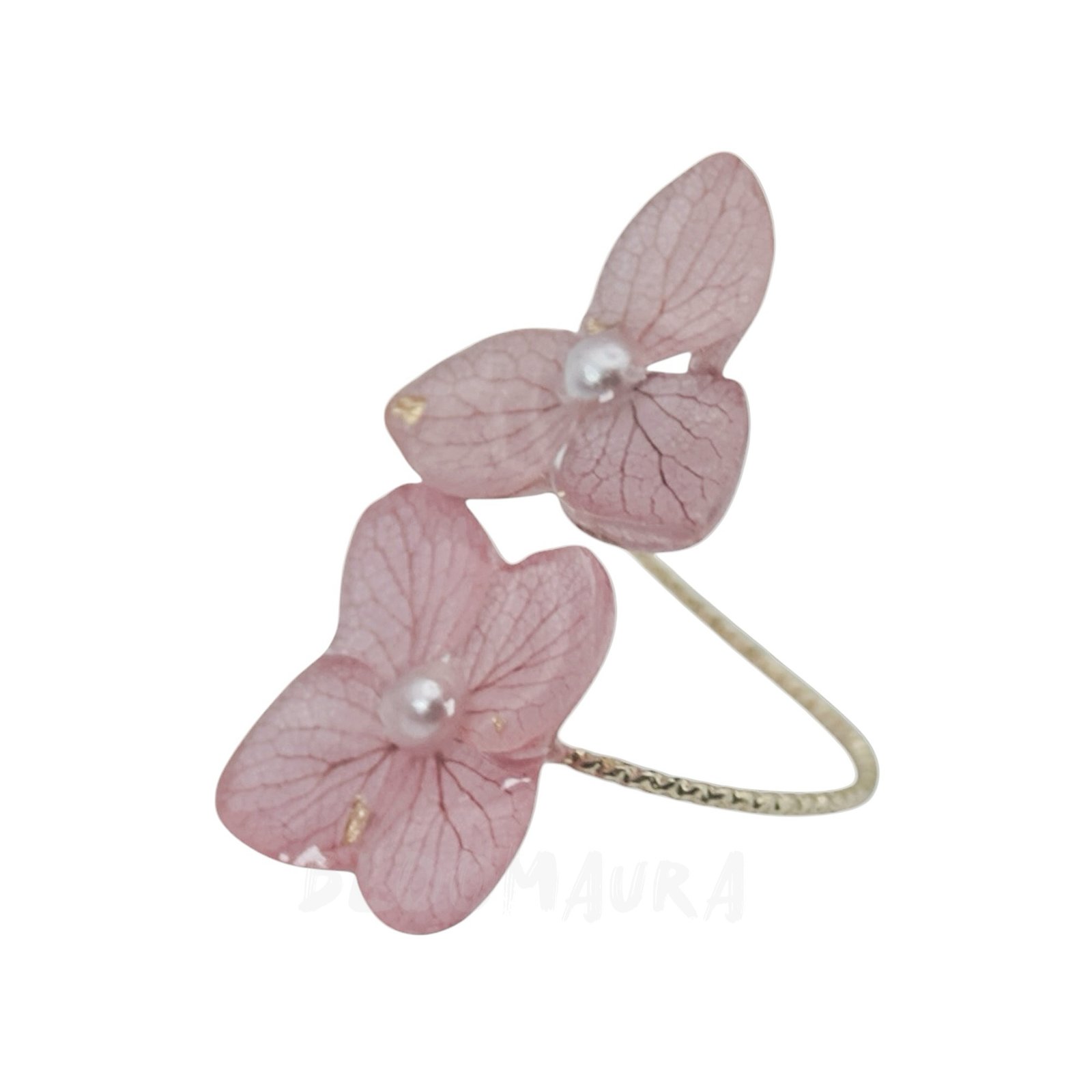 Blush Petal – Real Hydrangea Double Bloom Ring - Image 2