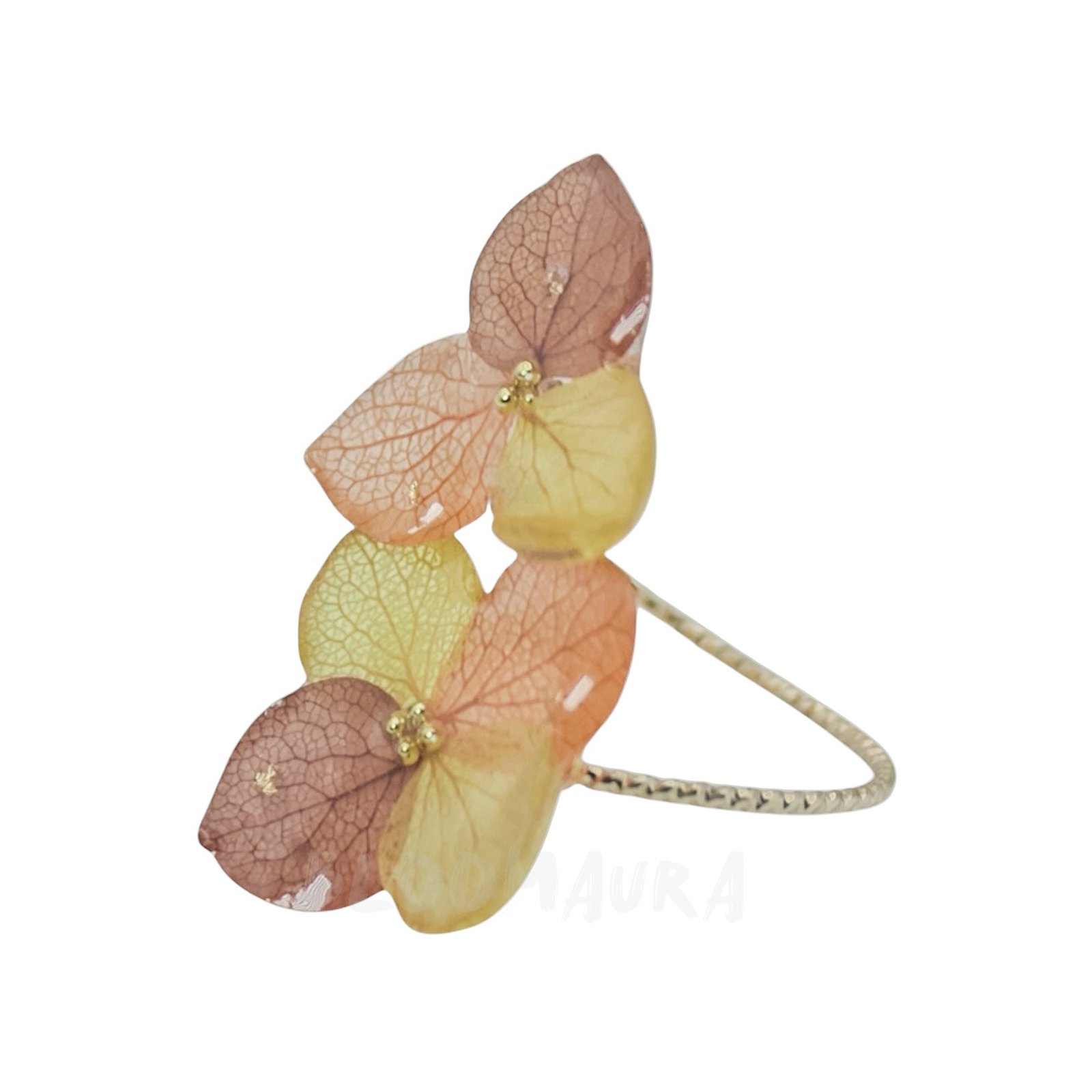 Sunset Blend – Real Hydrangea Double Bloom Ring - Image 2