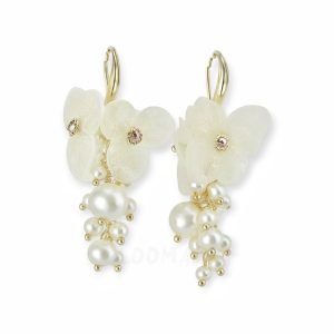 Snow Petal – Real Hydrangea Cluster Pearl Earrings