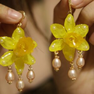 Sunlit Bloom – Yellow Daffodil Earrings