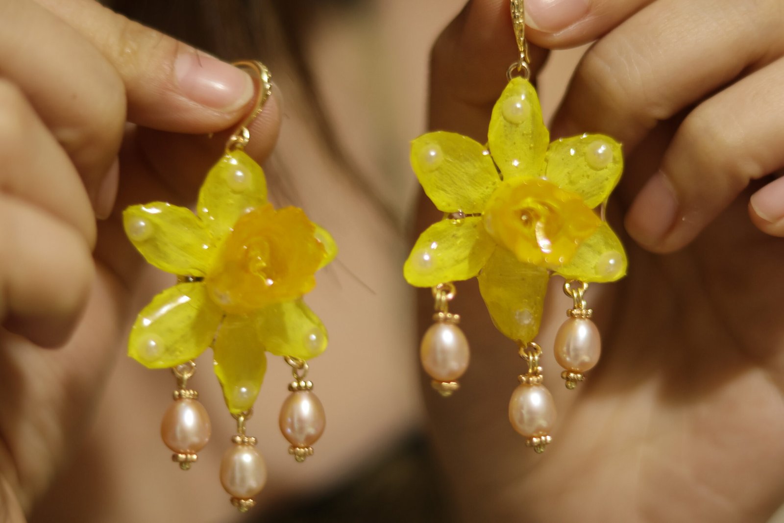 Sunlit Bloom – Yellow Daffodil Earrings