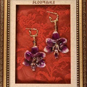 ROYAL ORCHID AND SEA PEARL GOLD EARRINGS