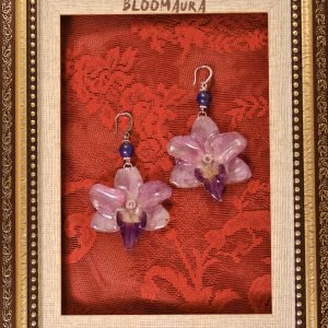 VIOLET ORCHID AND LAPIS SILVER EARRINGS