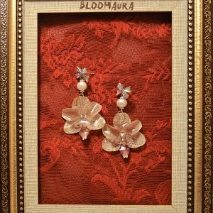 FRECKLED ORCHID & PEARL SILVER EARRINGS