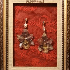 VELVET ORCHID AND BAROQUE PEARL EARRINGS