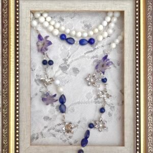 Real Hyacinths Necklace with shells and lapis