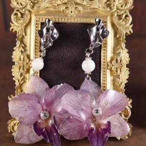 Phalaenopsis Orchid Drop Earrings — Lavender Mist (Shell Pearl)