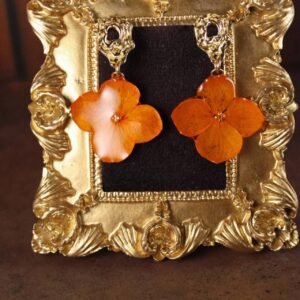 Hydrangea Drop Earrings — Sunset Orange