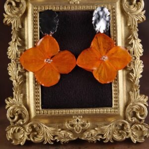 Hydrangea Drop Earrings — Amber Orange