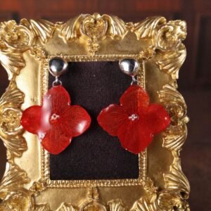 Hydrangea Drop Earrings — Cherry Red