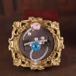 Forget-Me-Not Double Band Ring — Silver, Pink & Blue
