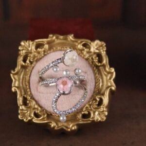 Forget-Me-Not Double Band Ring — Silver, Pink & White
