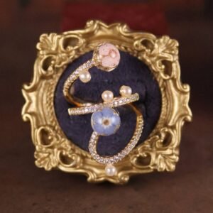 Forget-Me-Not Double Band Ring — Gold, Pink & Blue