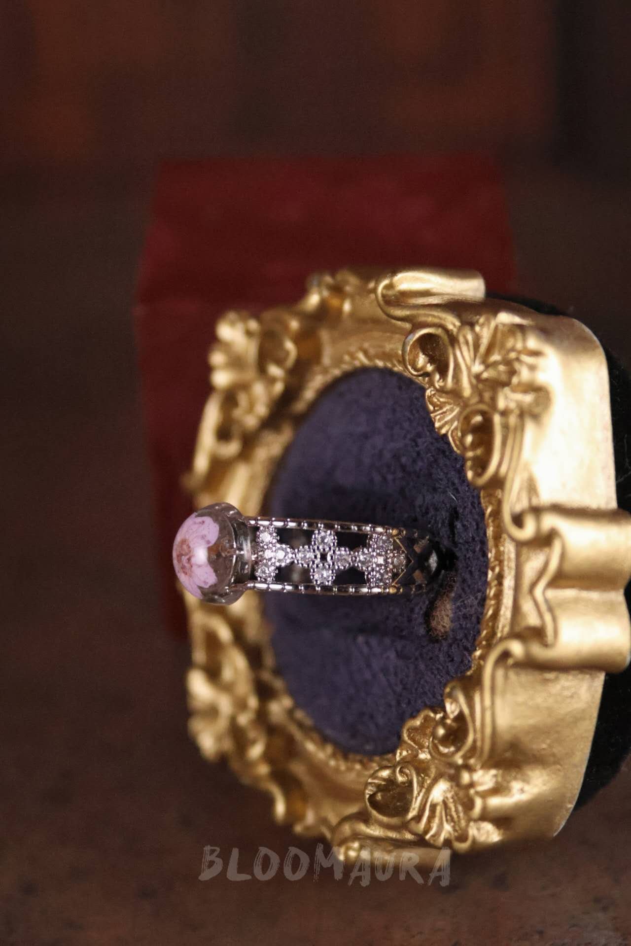 Forget-Me-Not Ring — Silver & Purple, Adjustable - Image 2