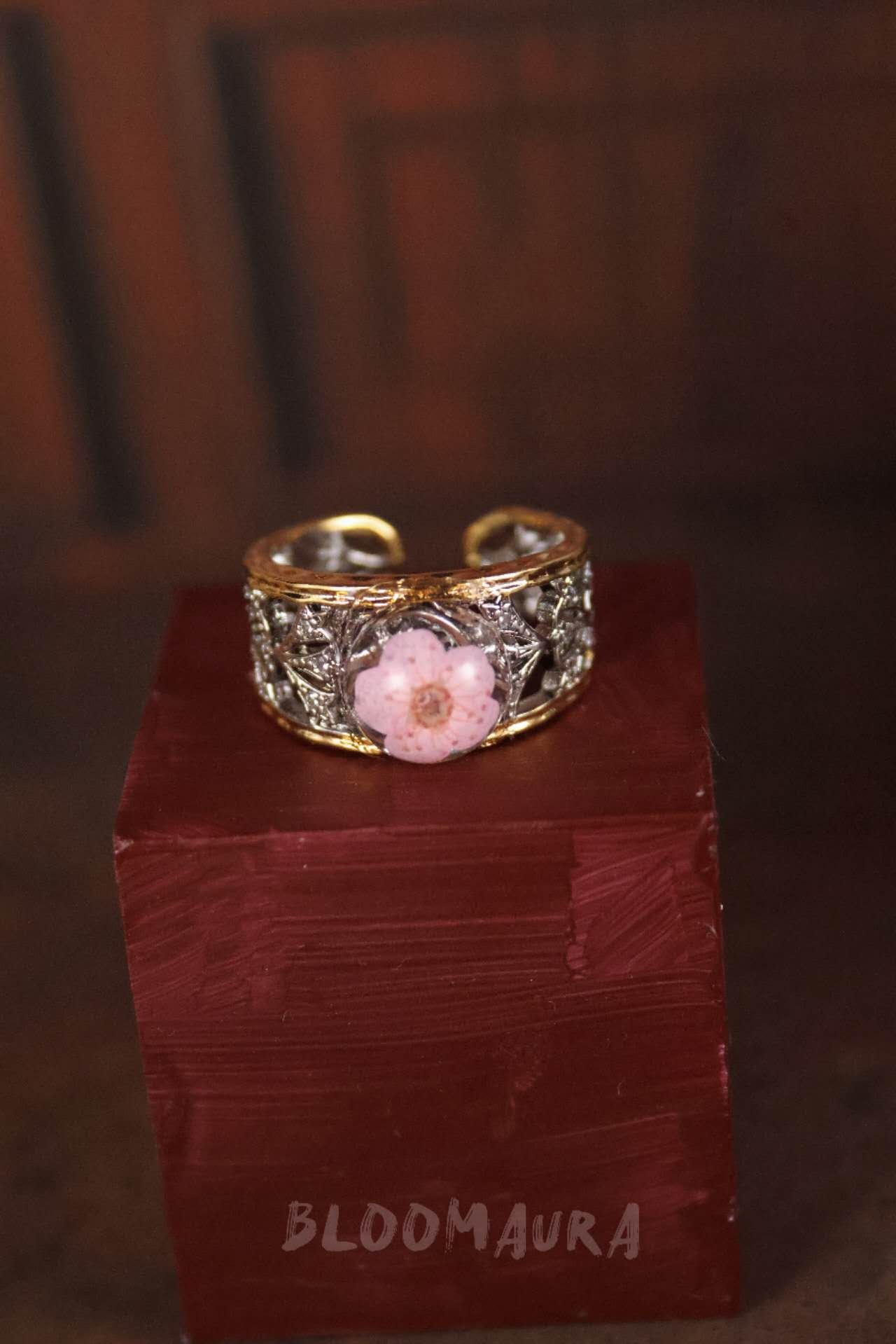 Forget-Me-Not Ring — Two-Tone & Pink, Adjustable