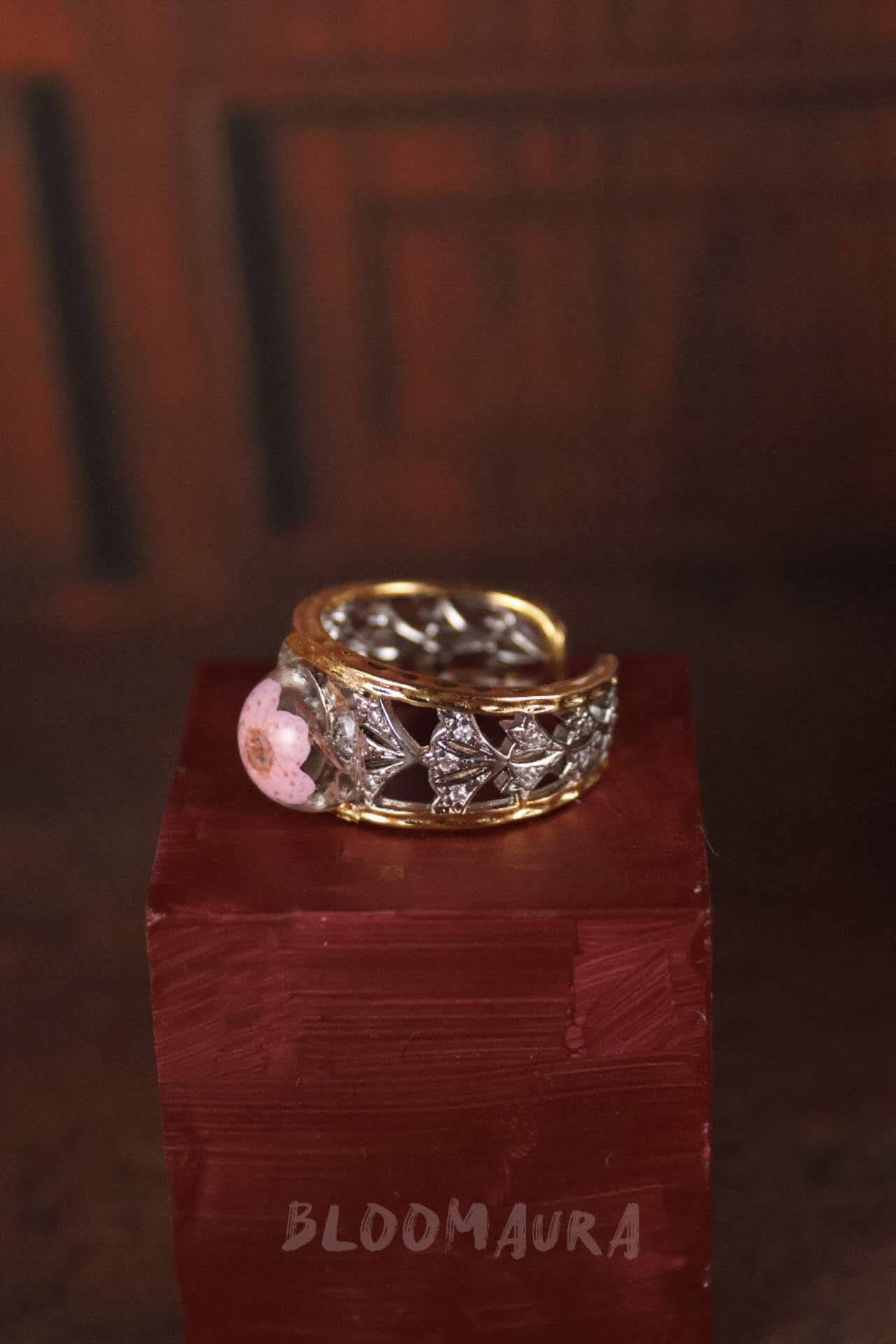 Forget-Me-Not Ring — Two-Tone & Pink, Adjustable - Image 2