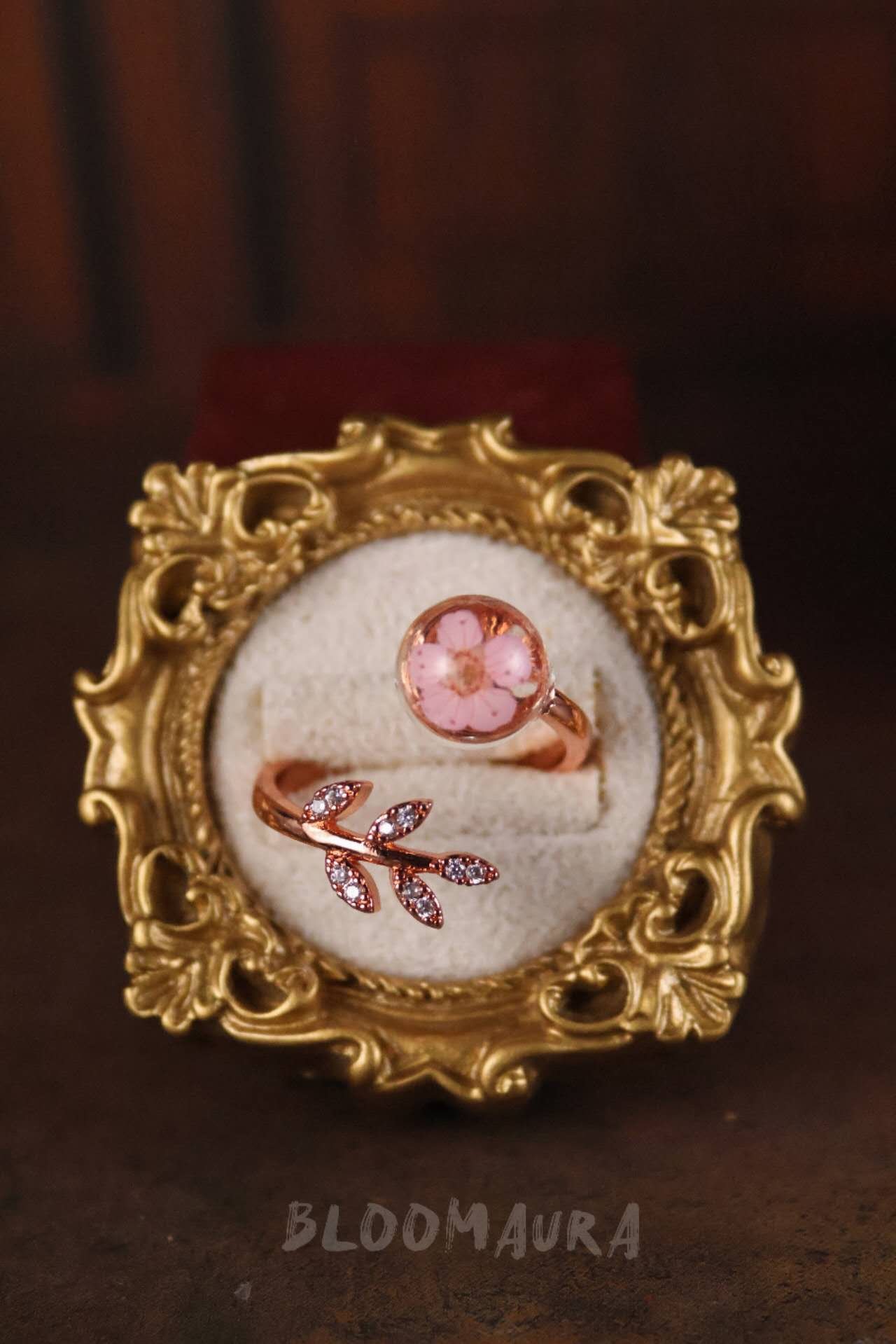 Forget-Me-Not Ring — Rose Gold & Pink, Adjustable