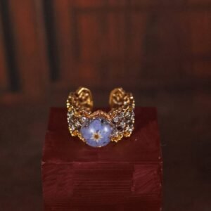 Forget-Me-Not Ring — Gold & Blue, Adjustable