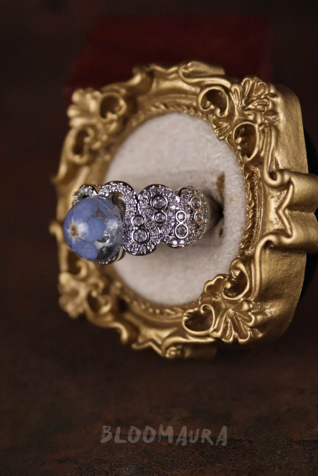 Forget-Me-Not Ring — Silver & Blue, Adjustable - Image 2