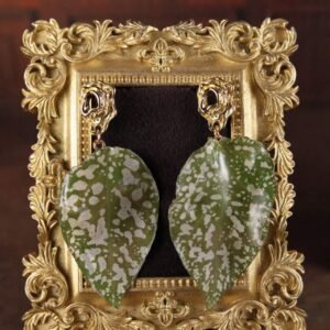 Leaf Drop Earrings — Moss Speckle