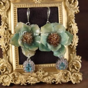 Anemone Drop Earrings — Sage Green